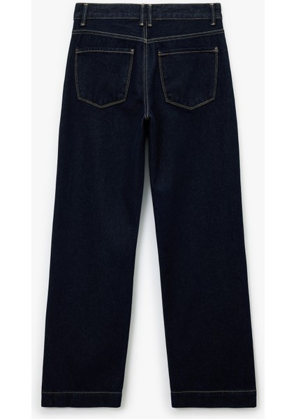 Pamuklu Düz Paça Normal Bel Düğmeli Jean Pantolon - Straight Fit Jean fiyatları