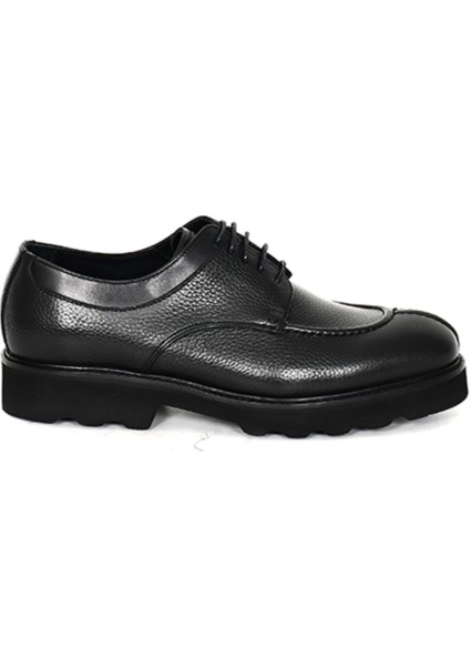 Hakiki Deri Siyah Klasik Erkek Ayakkabı Eva Taban Bağcıklı - 0302