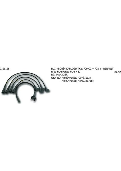 0166165 Buji Kablosu 7700731063 7700734171B 7702247165