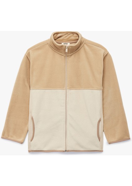 Dik Yaka Uzun Kollu Fermuarlı Polar Sweatshirt