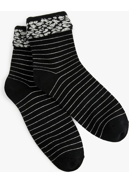 Çizgili Pamuklu Soket Çorap
