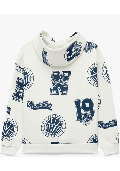 Oversize Uzun Kollu Kapşonlu Baskılı Sweatshirt fiyatları