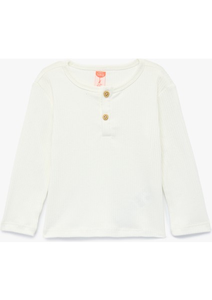 Düğmeli Uzun Kollu Bisiklet Yaka 2'li Tişört Seti fırsatları