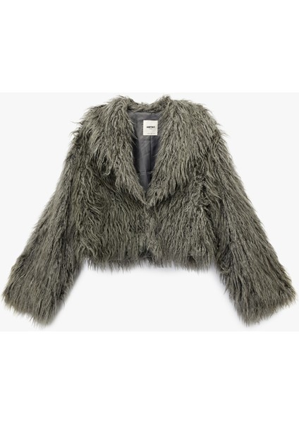 Uzun Kollu Şal Yaka Kısa Suni Kürk Mont