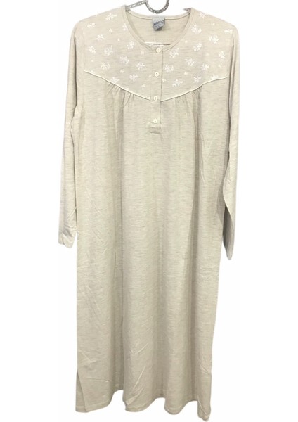 Kadın Uzun Kollu Robalı Patlı % 100 Pamuk GECELIK-12774