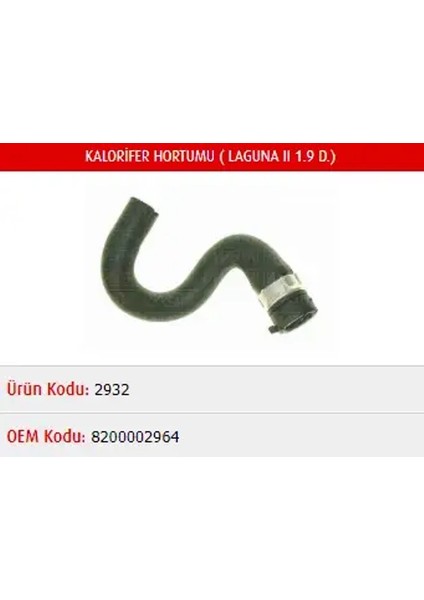 M2932 Kalorifer Hortumu 8200002964