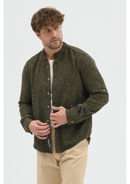 Erkek Hakim Yaka Kırçıllı Flanel Dokuma Kumaş Cepsiz Kalın Kışlık Overshirt Gömlek fiyatları