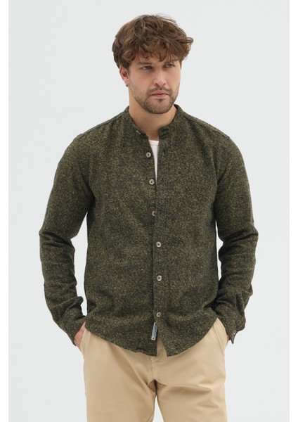 Erkek Hakim Yaka Kırçıllı Flanel Dokuma Kumaş Cepsiz Kalın Kışlık Overshirt Gömlek fırsatları