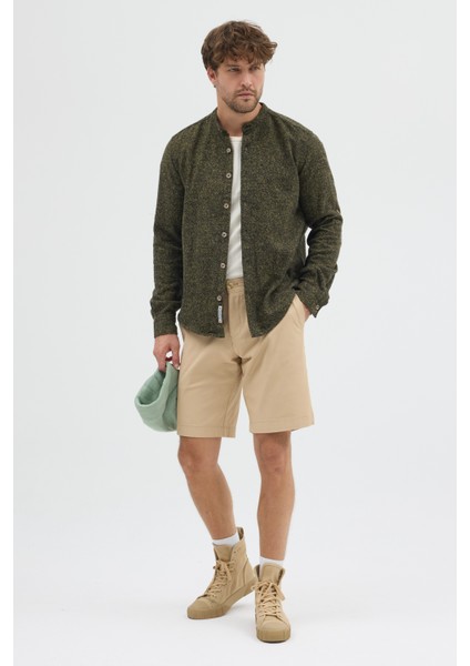 Erkek Hakim Yaka Kırçıllı Flanel Dokuma Kumaş Cepsiz Kalın Kışlık Overshirt Gömlek indirimleri