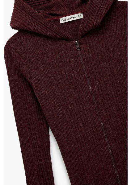 Slim Fit Kapüşonlu Uzun Kollu Dokulu Fermuarlı Hırka modelleri