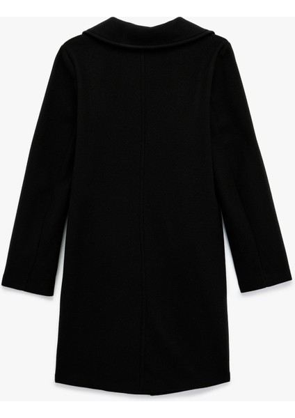 Uzun Kollu Düğmeli Cepli Kruvaze Uzun Kaşe Kaban fiyatları