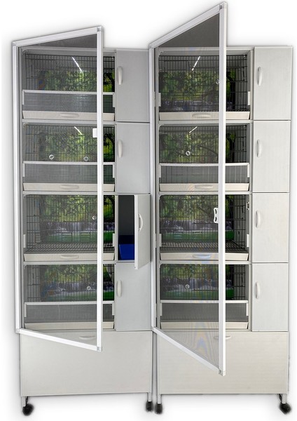 Istanbul Kafes - Model M08DY-YY PVC KUŞ DOLABI – DOLAP KAFES – PVC KAFES – Yandan Yuvalıklı (MONTAJLI KURULU GÖNDERİM)