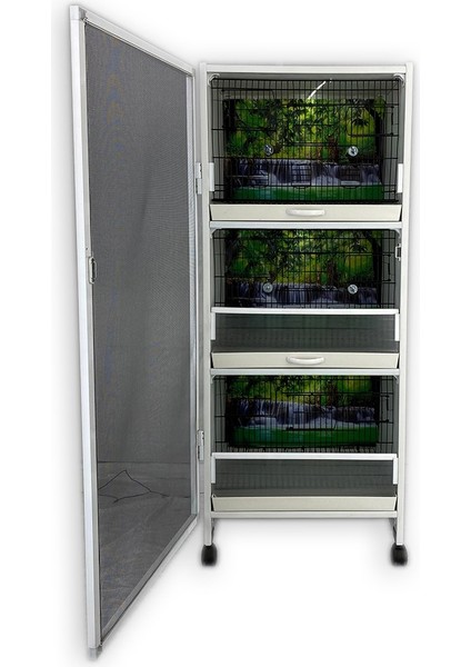 Istanbul Kafes - MODEL: PDM03 – 3’LÜ DOLAP – PVC KUŞ DOLABI - ÇOK AMAÇLI DOLAP DOLAP KAFES – PVC KAFES – SALMA KAFES (MONTAJLI KURULU GÖNDERİM) modelleri