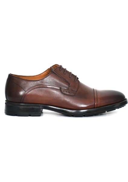 Hakiki Deri Kahverengi Klasik Erkek Ayakkabı Bağcıklı Rahat Eva Taban - 3337