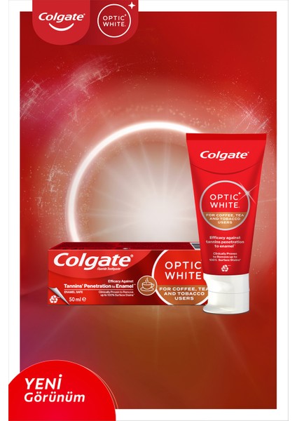 Optic White Kahve, Çay ve Tütün Kullananlar için Diş Macunu 125 ml, 360 Visible White Orta Diş Fırçası, Optic White Ağız Bakım Suyu 250 ml indirimleri