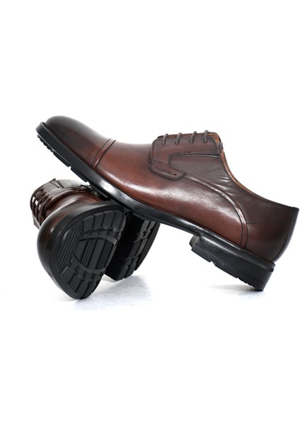 Hakiki Deri Kahverengi Klasik Erkek Ayakkabı Bağcıklı Rahat Eva Taban - 3337 fırsatları