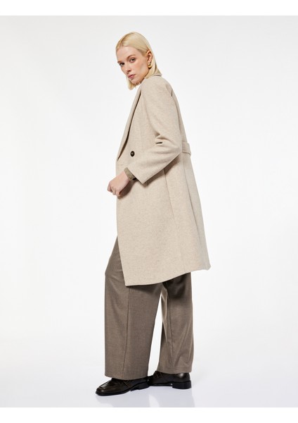 Cepli Uzun Kollu Kruvaze Düğmeli Kaşe Kaban fiyatları