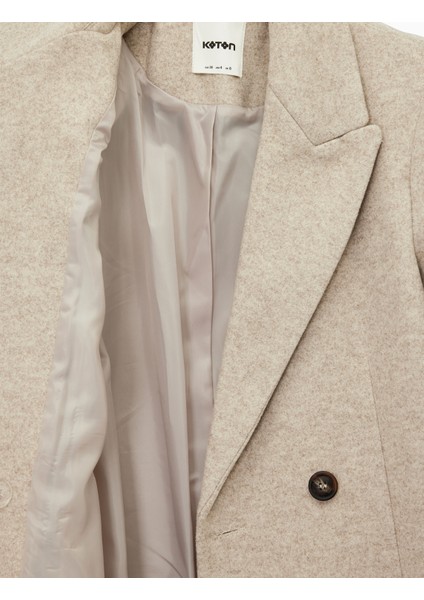 Cepli Uzun Kollu Kruvaze Düğmeli Kaşe Kaban