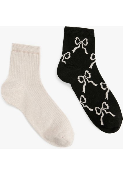 Fiyonk Baskılı Pamuklu 2'li Soket Çorap Seti