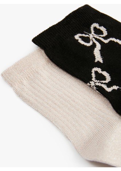 Fiyonk Baskılı Pamuklu 2'li Soket Çorap Seti modelleri