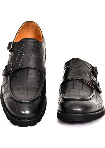 Hakiki Açma Deri Siyah Klasik Kösele Erkek Ayakkabı Toka Detaylı - K0044 modelleri