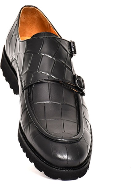 Hakiki Açma Deri Siyah Klasik Kösele Erkek Ayakkabı Toka Detaylı - K0044 fırsatları