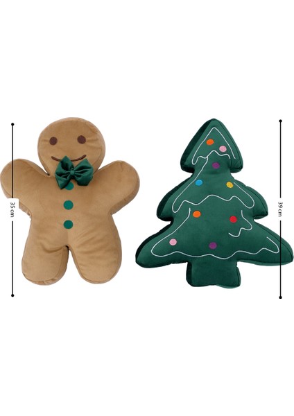 2’li Peluş Set – Kurabiye Adam ve Çam Ağacı Hediyelik Dekoratif Oyuncak Yastık fiyatları