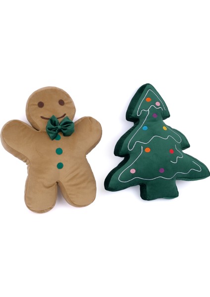 2’li Peluş Set – Kurabiye Adam ve Çam Ağacı Hediyelik Dekoratif Oyuncak Yastık fırsatları