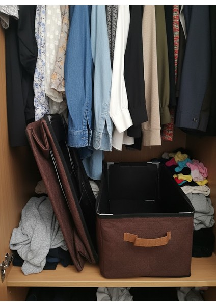 Raf Düzenleyici 25 cm - Deri Desenli | 4 Adet | Çelik Destekli, Katlanabilir Kıyafet Saklama Organizeri modelleri