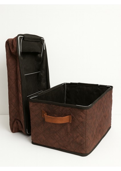 Raf Düzenleyici 25 cm - Deri Desenli | 4 Adet | Çelik Destekli, Katlanabilir Kıyafet Saklama Organizeri