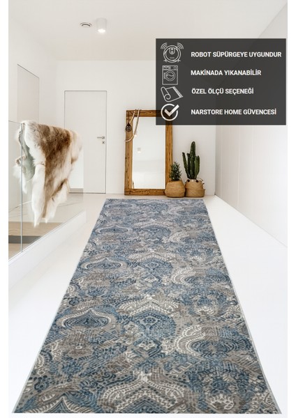 Dinar Diana Mavi Bej Kaymaz Taban Kesme Yolluk Halı Modern Desen fiyatları