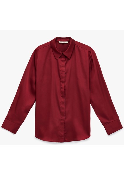 Regular Fit Uzun Kollu Klasik Yaka Saten Gömlek