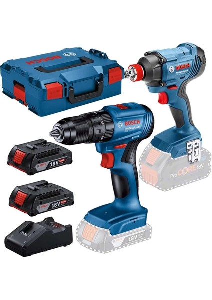 2'li Darbeli Vidama ve Matkap Akülü Set GDX 18V-285+GSB 185-LI 2x2 Ah 06019N2124