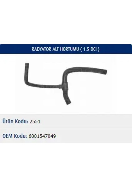 M2551 Radyator Hortumu Alt 6001547049