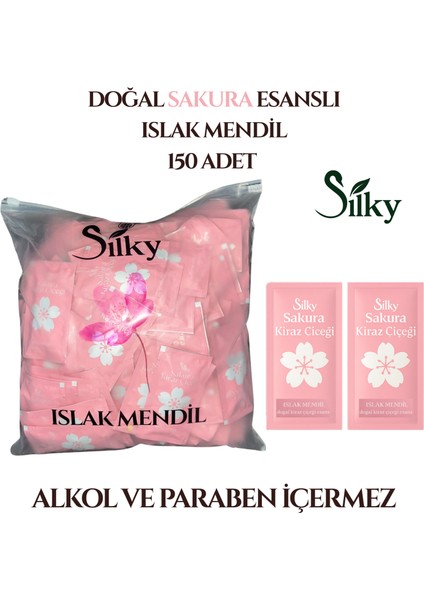 Sakura Kiraz Çiçeği Esanslı Islak Mendil - 150’Li Paket