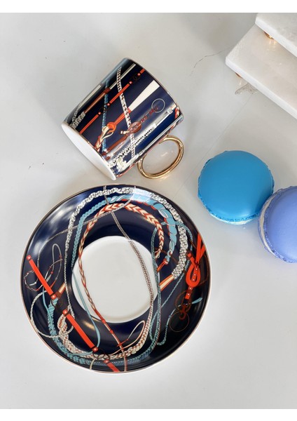 Türk Kahve Fincanı Asorti Lacivert 2 Kişilik 4 Parça modelleri