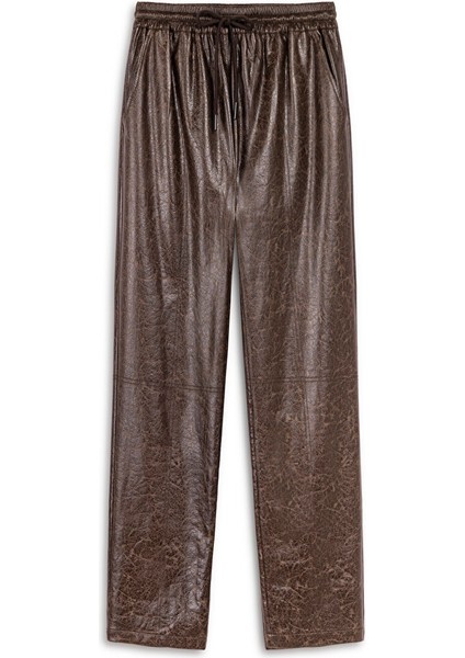 DERİ GÖRÜNÜMLÜ ELASTİK BEL PANTOLON TW6250003209074 fırsatları