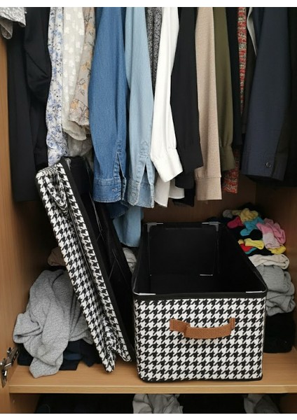 Raf Düzenleyici 25 cm - Kazayağı Desenli | 1 Adet | Çelik Destekli, Katlanabilir Kıyafet Saklama Organizeri