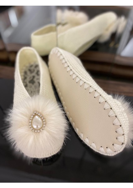 , Kadın El Yapımı Örgü , Beyoğlu Inci Taş Detaylı, Rahat ve Şık Çeyizlik Patik , Ev Terliği fırsatları