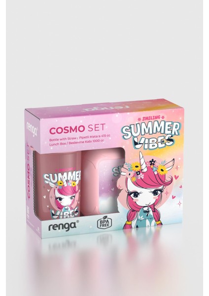 Cosmo Desenli Pp Çocuk Beslenme Kabı ve Suluk Seti 192017 Pembe fiyatları