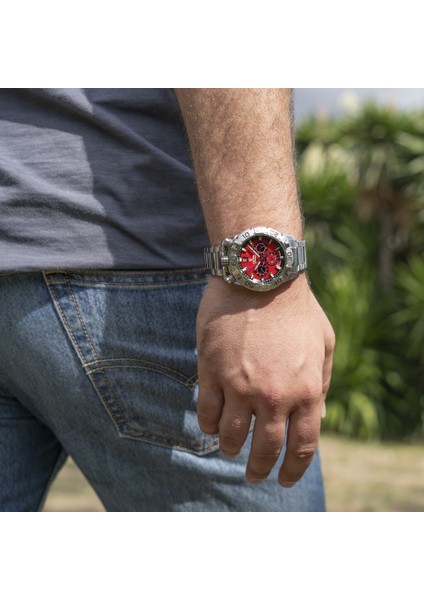 F20743/5 Quartz Chrono Çelik Gri Kırmızı Kadran 10 Atm 45 mm Erkek Kol Saati modelleri