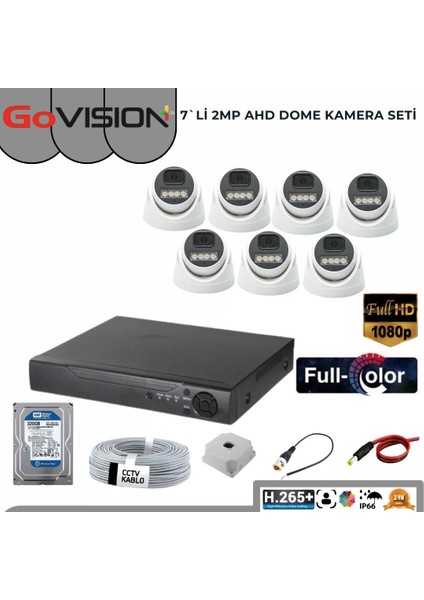 Govision Go Vision 7'li Dome Kamera Seti 2mp 3.6mm Full Color Serisi