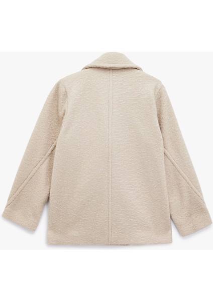 Düğmeli Cep Detaylı Kruvaze Yaka Oversize Buklet Kaban fiyatları