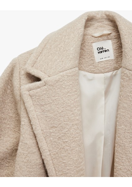 Düğmeli Cep Detaylı Kruvaze Yaka Oversize Buklet Kaban fırsatları