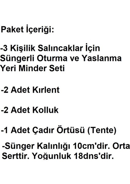 Süngerli 3 Kişilik Salıncak Minder Seti (Pamuklu Kumaş)-Saatli Lacivert modelleri