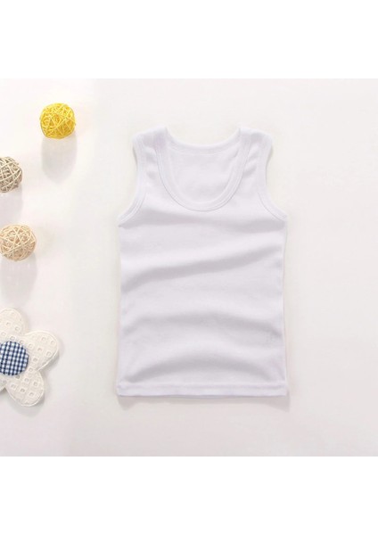 Kız Çocuk Beyaz Kalın Askılı Ribana Atlet % 100 Pamuklu Atlet 3’lü Paket 402-602-3B