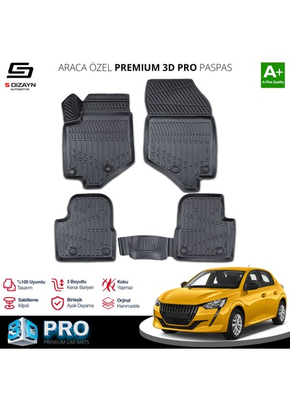 Peugeot 208 2 3D Pro Havuzlu Paspas 2019 Üzeri A+ Kalite