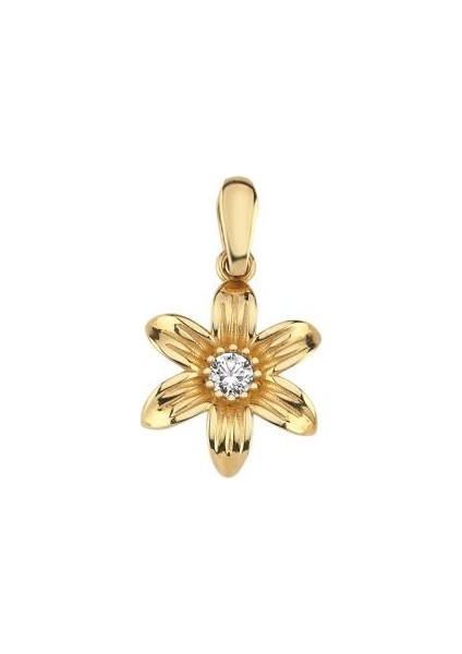 14 Ayar Taşlı Tasarım Çiçek Altın Kolye Ucu