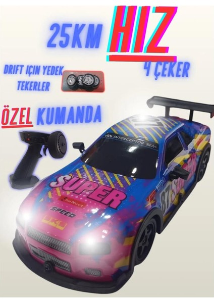 1:22 Ölçek Uzaktan Kumandalı 4x4 Drift Yapabilen Işıklı Sesli Oyuncak Gtr Araç (Item Kod : SH40735B)