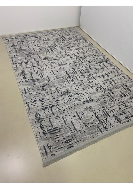 Iskandinav Kabartmalı Saçaklı Gri Kaymaz Taban Yıkanabilir Kesme Yolluk Halı modelleri